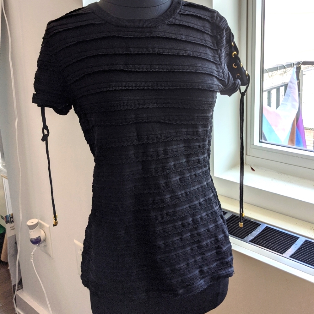Black Michael Kors scalloped trim blouse